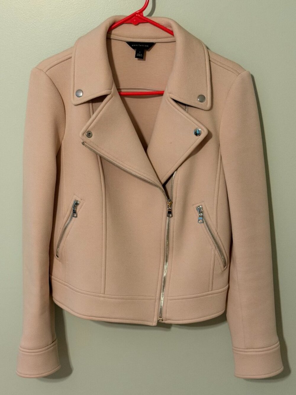 Ann Taylor Light Pink twill moto jacket